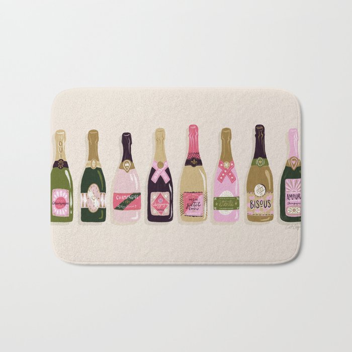 French Champagne Collection - Pink & Green Bath Mat Gallery Image 1