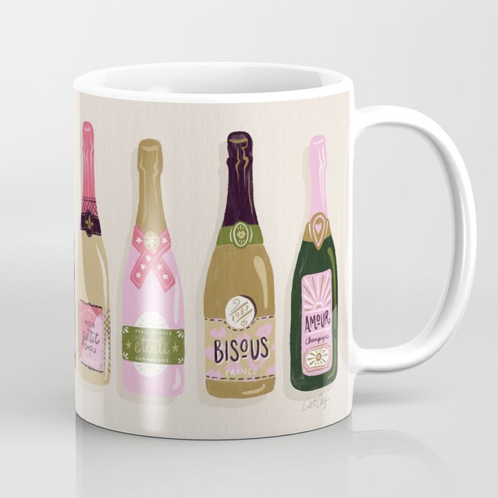 French Champagne Collection - Pink & Green Coffee Mug Gallery Image 1
