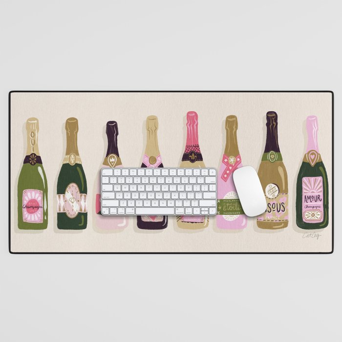 French Champagne Collection - Pink & Green Desk Mat Gallery Image 1
