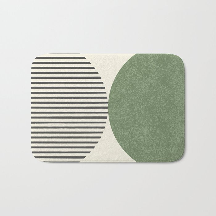 Semicircle Stripes - Green Bath Mat Gallery Image 1