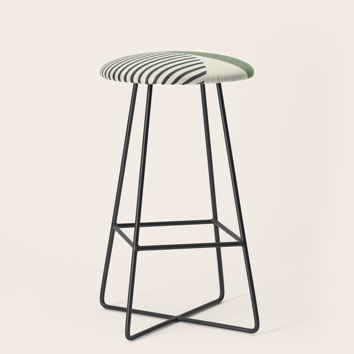 Semicircle Stripes - Green Stool Gallery Image 1