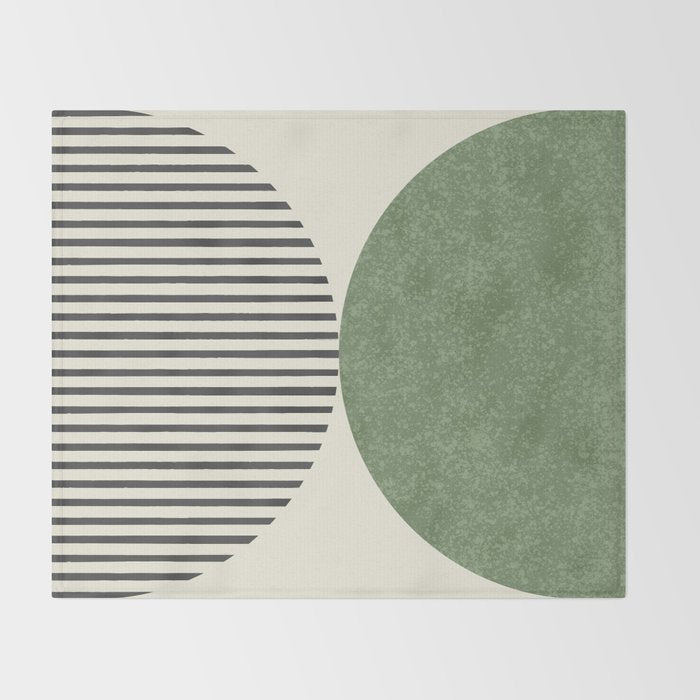 Semicircle Stripes - Green Throw Blanket Gallery Image 2