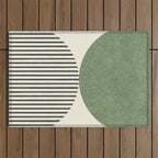 Semicircle Stripes - Green Outdoor Rug Gallery Image 1