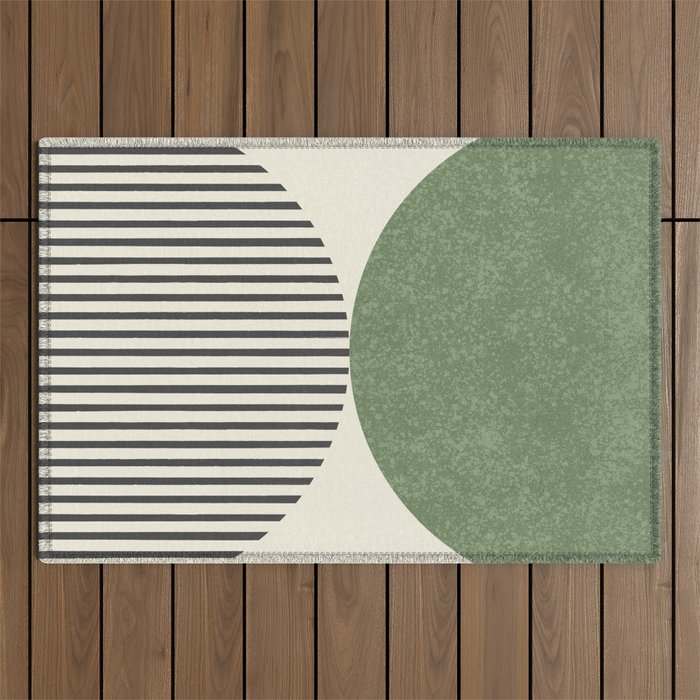 Semicircle Stripes - Green Outdoor Rug Gallery Image 1