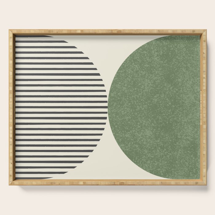 Semicircle Stripes - Green Serving Tray Gallery Image 1