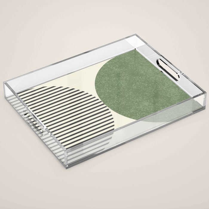 Semicircle Stripes - Green Acrylic Tray Gallery Image 1