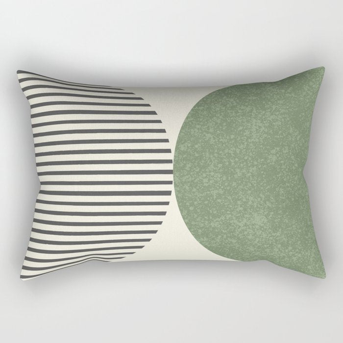 Semicircle Stripes - Green Rectangular Pillow Gallery Image 1