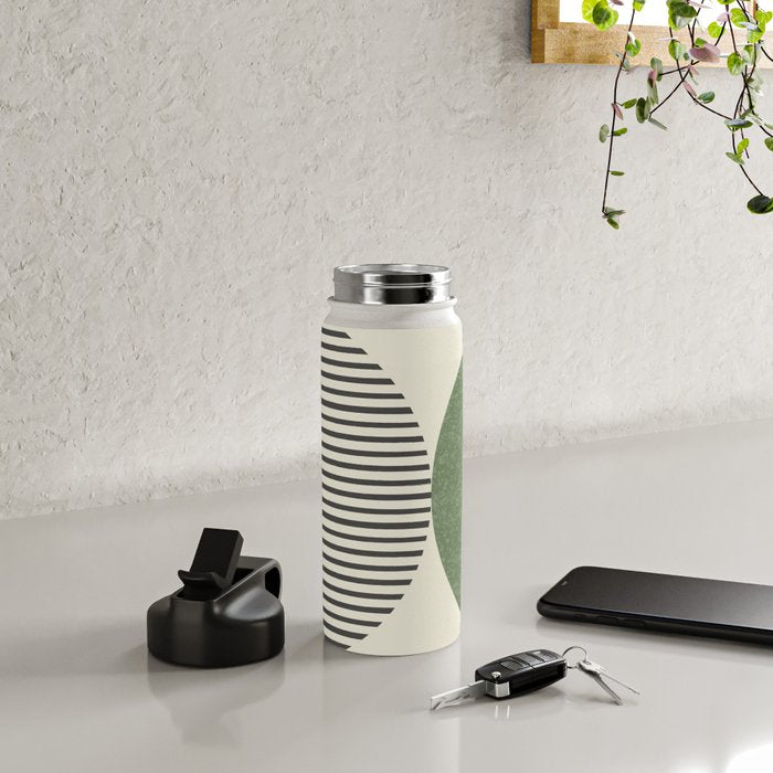 Semicircle Stripes - Green Water Bottle Gallery Image 4