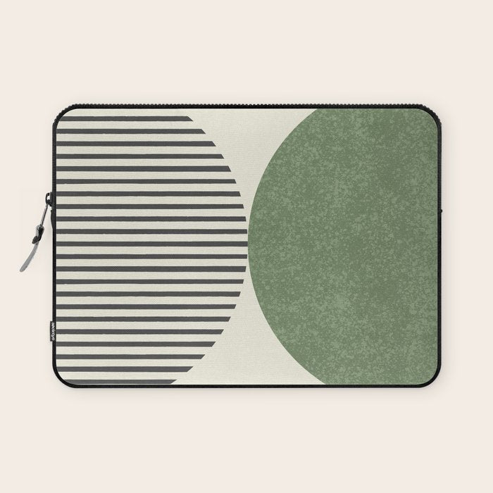 Semicircle Stripes - Green Laptop Sleeve Gallery Image 1