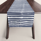 Abstract Stripes Pattern, Indigo, Navy Blue Table Runner Gallery Image 1