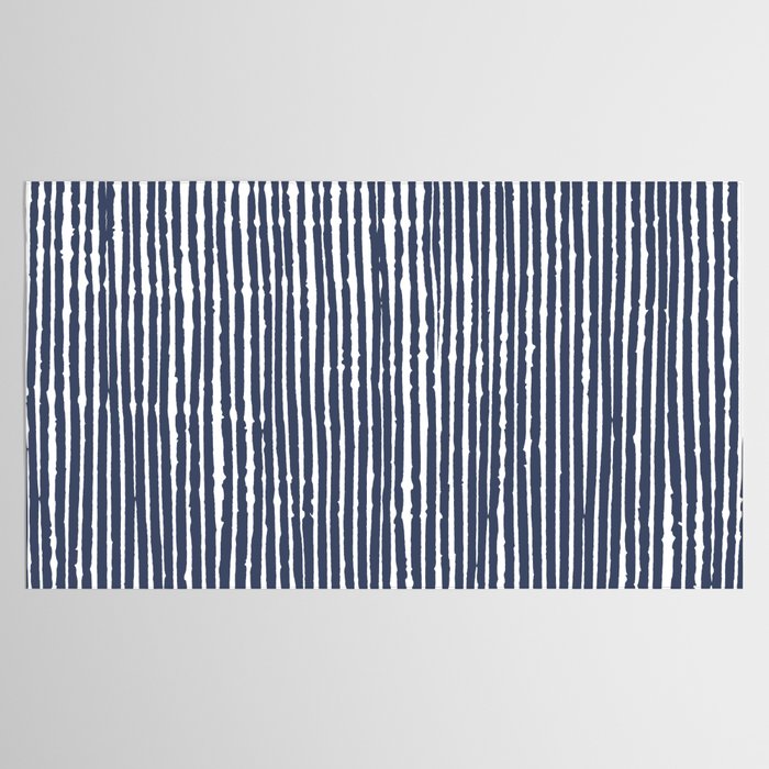Abstract Stripes Pattern, Indigo, Navy Blue Tablecloth Gallery Image 2