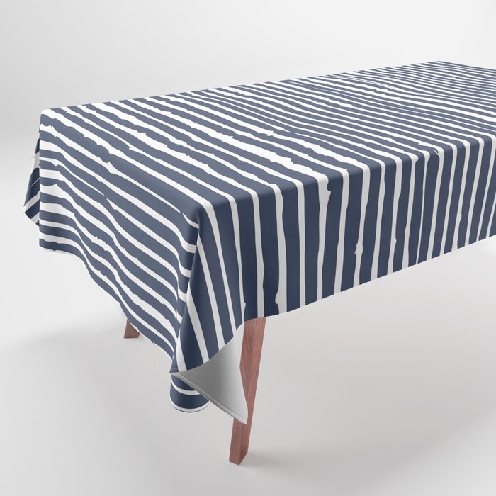 Abstract Stripes Pattern, Indigo, Navy Blue Tablecloth Gallery Image 1