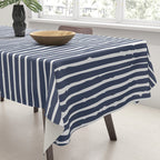 Abstract Stripes Pattern, Indigo, Navy Blue Tablecloth Gallery Image 3
