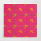 Art Nouveau Yellow Tropical Flowers - Hot Pink Pattern Wood Wall Art Gallery Image 1