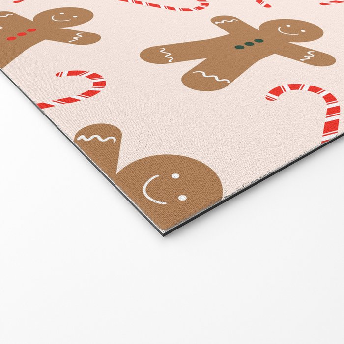 Gingerbread Man + Candy Cane Christmas Pattern Welcome Mat Gallery Image 2