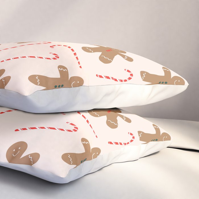 Gingerbread Man + Candy Cane Christmas Pattern Pillow Sham Gallery Image 3