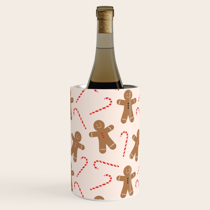 Gingerbread Man + Candy Cane Christmas Pattern Wine Chiller Gallery Image 3