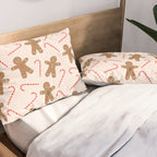 Gingerbread Man + Candy Cane Christmas Pattern Pillow Sham Gallery Image 2