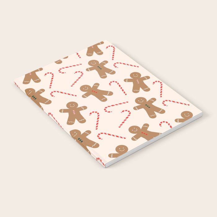 Gingerbread Man + Candy Cane Christmas Pattern Notebook Gallery Image 1