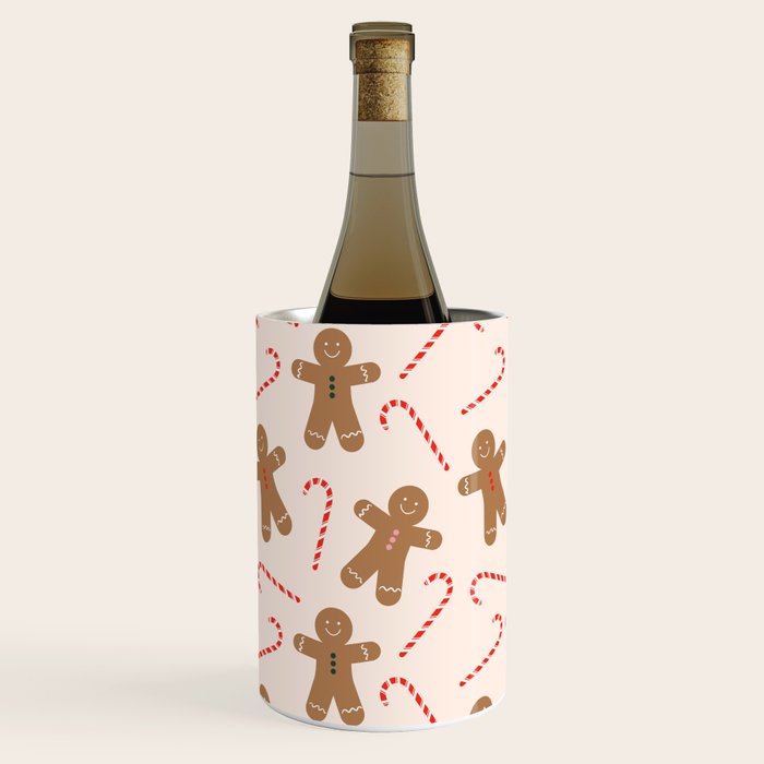 Gingerbread Man + Candy Cane Christmas Pattern Wine Chiller Gallery Image 2