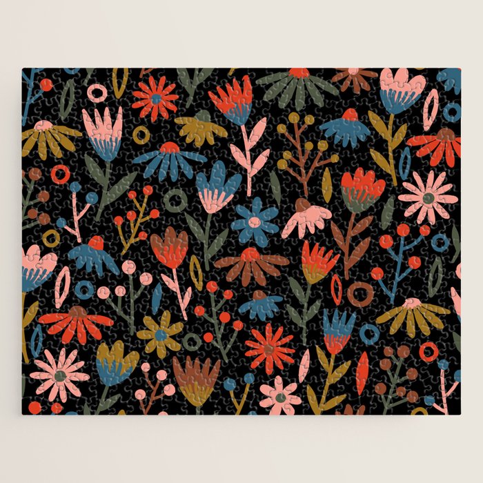 Exotic Midnight Floral Garden Jigsaw Puzzle Gallery Image 1
