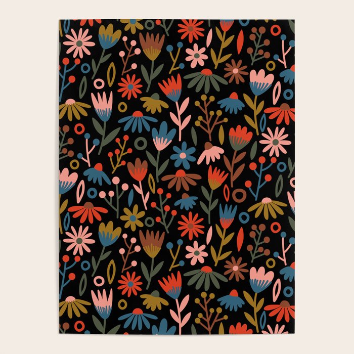 Exotic Midnight Floral Garden Poster Gallery Image 4