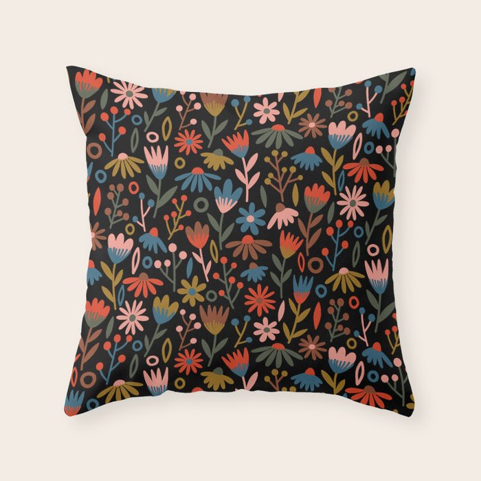 Exotic Midnight Floral Garden Throw Pillow Gallery Image 6