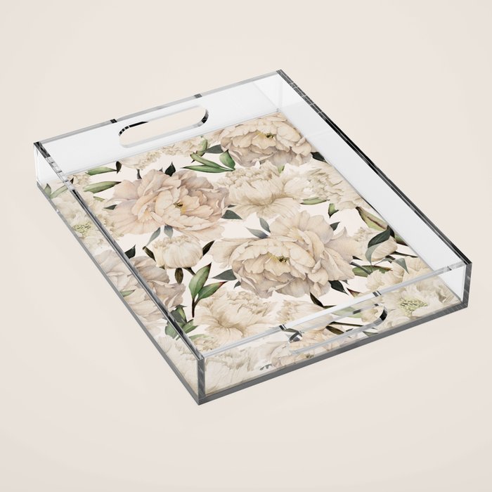 Peonies Pattern Acrylic Tray Gallery Image 1