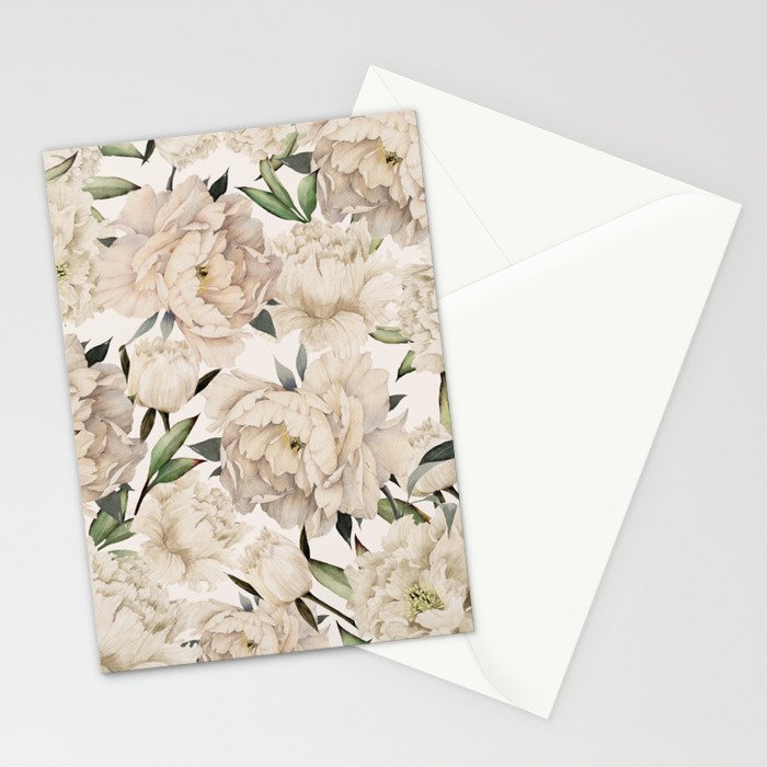 Peonies Pattern Stationery Card Gallery Image 2