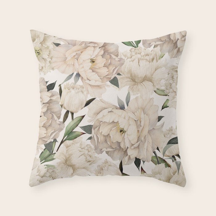 Peonies Pattern Throw Pillow Gallery Image 6
