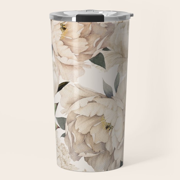 Peonies Pattern Travel Mug Gallery Image 1