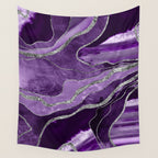 Purple Marble Agate Silver Glitter Glam #1 (Faux Glitter) #decor #art #society6 Wall Tapestry Gallery Image 4