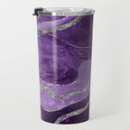 Purple Marble Agate Silver Glitter Glam #1 (Faux Glitter) #decor #art #society6 Travel Mug Gallery Image 3