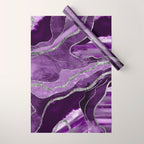 Purple Marble Agate Silver Glitter Glam #1 (Faux Glitter) #decor #art #society6 Wrapping Paper Gallery Image 1