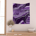 Purple Marble Agate Silver Glitter Glam #1 (Faux Glitter) #decor #art #society6 Wall Tapestry Gallery Image 2