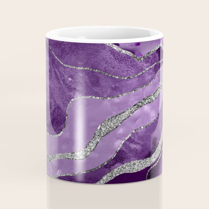 Purple Marble Agate Silver Glitter Glam #1 (Faux Glitter) #decor #art #society6 Coffee Mug Gallery Image 4