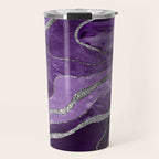 Purple Marble Agate Silver Glitter Glam #1 (Faux Glitter) #decor #art #society6 Travel Mug Gallery Image 1