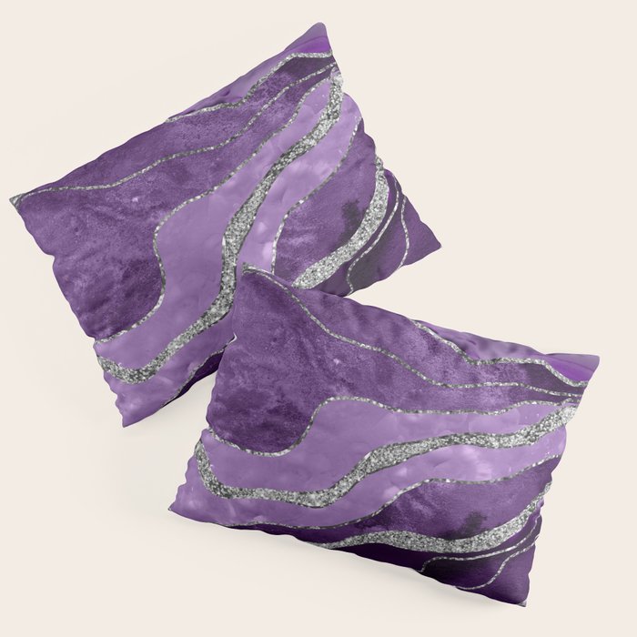 Purple Marble Agate Silver Glitter Glam #1 (Faux Glitter) #decor #art #society6 Pillow Sham Gallery Image 3