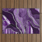 Purple Marble Agate Silver Glitter Glam #1 (Faux Glitter) #decor #art #society6 Outdoor Rug Gallery Image 1
