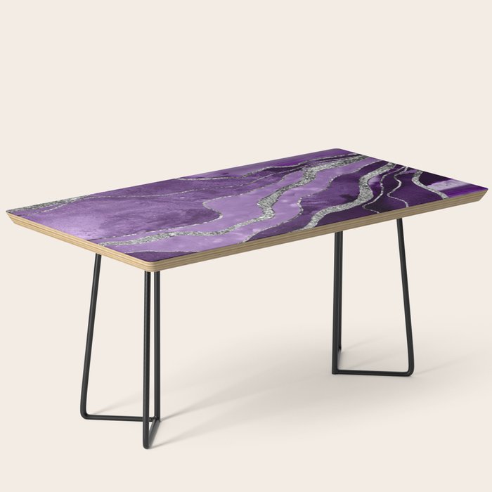 Purple Marble Agate Silver Glitter Glam #1 (Faux Glitter) #decor #art #society6 Coffee Table Gallery Image 1
