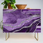 Purple Marble Agate Silver Glitter Glam #1 (Faux Glitter) #decor #art #society6 Credenza Gallery Image 1