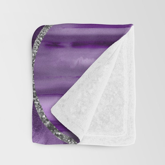 Purple Marble Agate Silver Glitter Glam #1 (Faux Glitter) #decor #art #society6 Throw Blanket Gallery Image 3