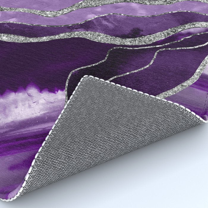 Purple Marble Agate Silver Glitter Glam #1 (Faux Glitter) #decor #art #society6 Rug Gallery Image 4