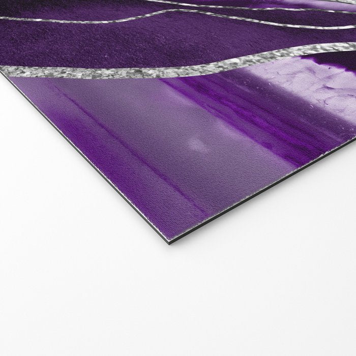 Purple Marble Agate Silver Glitter Glam #1 (Faux Glitter) #decor #art #society6 Welcome Mat Gallery Image 2