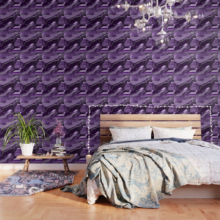 Purple Marble Agate Silver Glitter Glam #1 (Faux Glitter) #decor #art #society6 Wallpaper Gallery Image 1