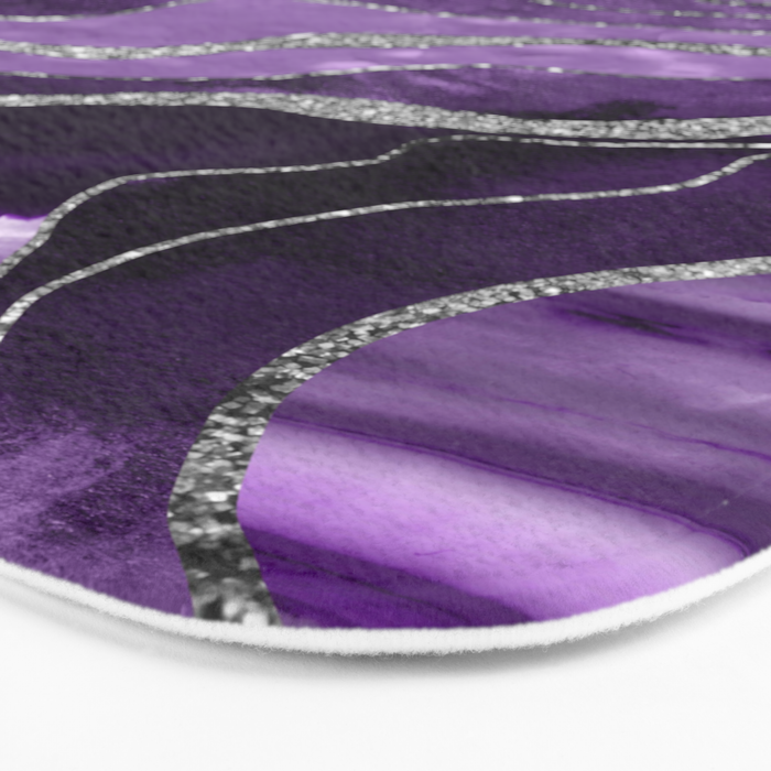 Purple Marble Agate Silver Glitter Glam #1 (Faux Glitter) #decor #art #society6 Bath Mat Gallery Image 3