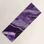 Purple Marble Agate Silver Glitter Glam #1 (Faux Glitter) #decor #art #society6 Yoga Mat Gallery Image 1