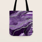 Purple Marble Agate Silver Glitter Glam #1 (Faux Glitter) #decor #art #society6 Tote Bag Gallery Image 1