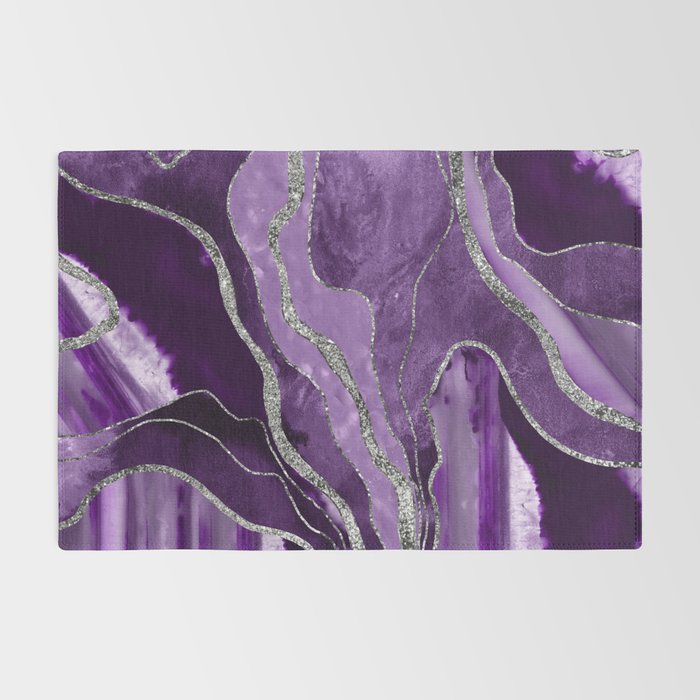 Purple Marble Agate Silver Glitter Glam #1 (Faux Glitter) #decor #art #society6 Rug Gallery Image 2
