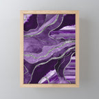Purple Marble Agate Silver Glitter Glam #1 (Faux Glitter) #decor #art #society6 Mini Art Print Gallery Image 1